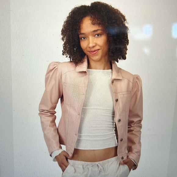 JKT NYC ARIEL BURNISHED LEATHER JACKET PETAL - Picture 2 of 7